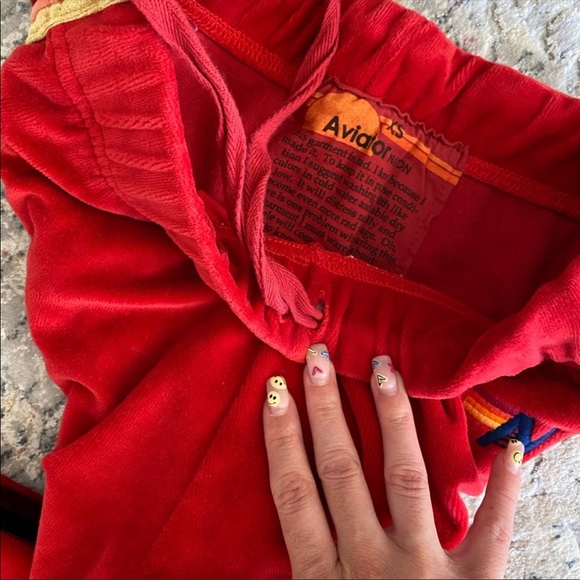 😻😻NWOT Aviator nation red velour set - Picture 2 of 8